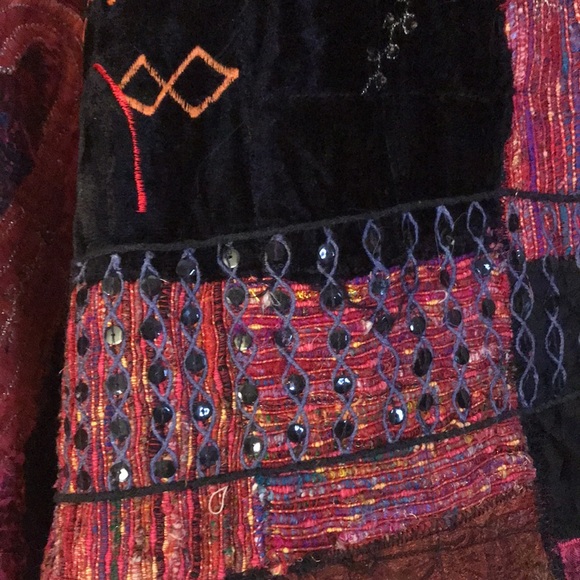 CHICO’S shacket embroidered silk blend fabric top womens quilted design size 12 - Picture 10 of 16